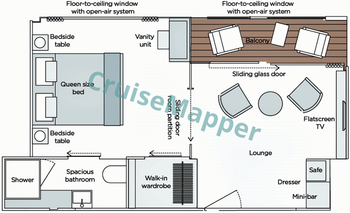 Emerald Astra Balcony 1-Bedroom Owner Suite  floor plan