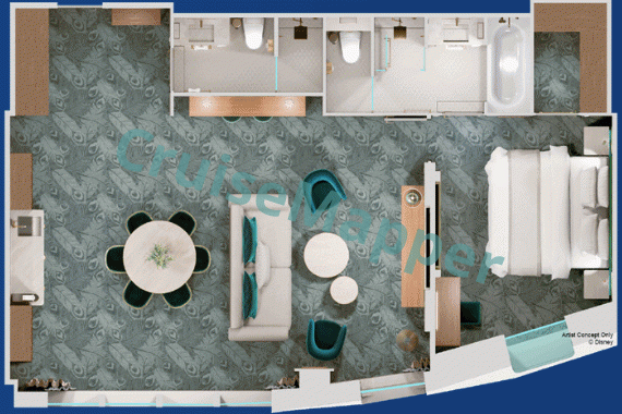 Disney Adventure Concierge 1-Bedroom Oceanview Suite 1C  floor plan