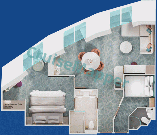 Disney Adventure Concierge Oceanview Suite 2B-C  floor plan