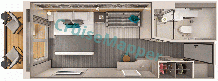 Norwegian Luna Forward-Facing Club Balcony Suite  floor plan