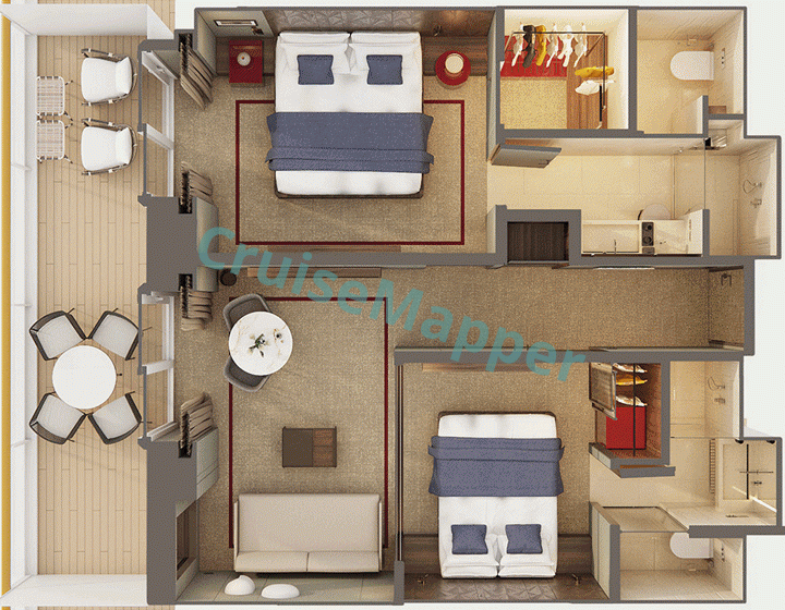 Norwegian Luna The Haven 2-Bedroom Family Villa with Large Balcony  floor plan