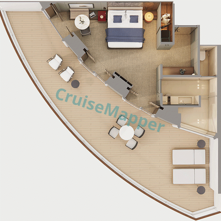 Norwegian Luna The Haven Aft-Facing Penthouse with Large Balcony  floor plan