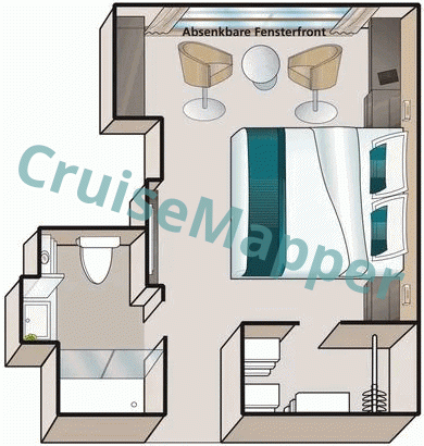 Amadeus Amara French Balcony Cabin  floor plan