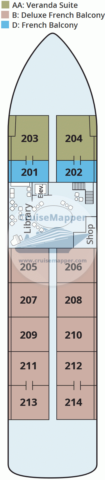 Viking MS Antares Deck 03 - Middle-Cabins-Library-Shop