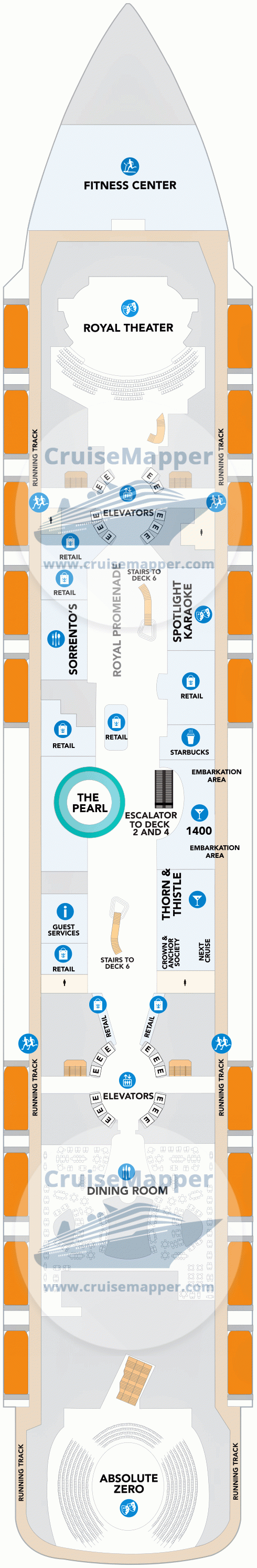 Legend Of The Seas Deck 05 - Royal Promenade1-Dining3-Lobby-Shops-Gym