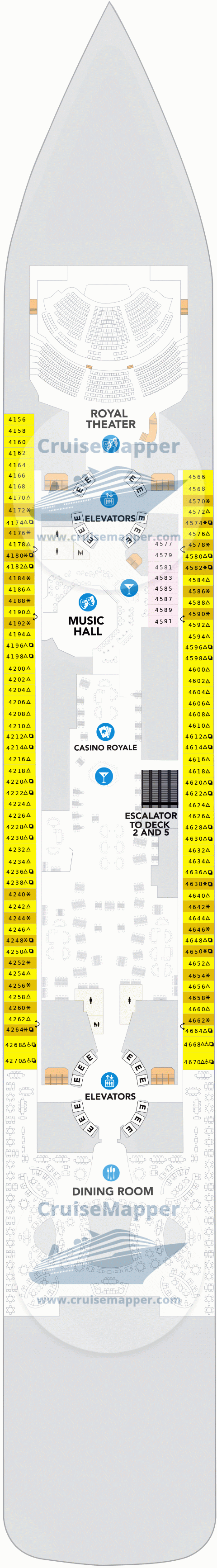 Legend Of The Seas Deck 04 - Cabins-Dining2-Casino-Absolute Zero