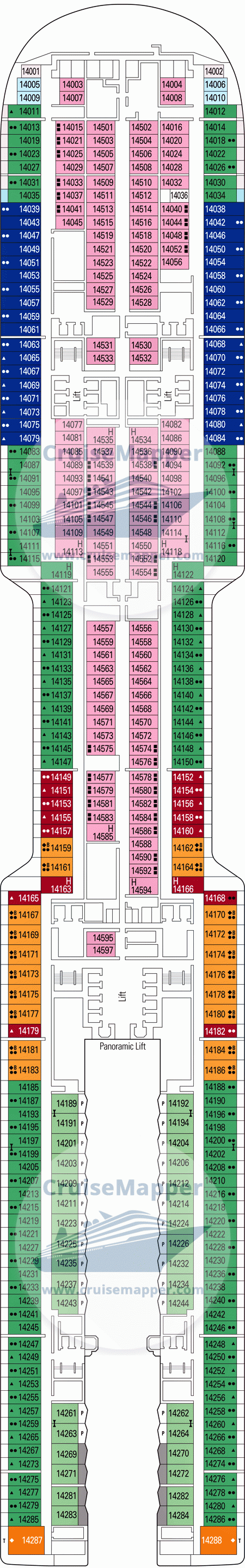 MSC World Asia Deck 14 - Cabins