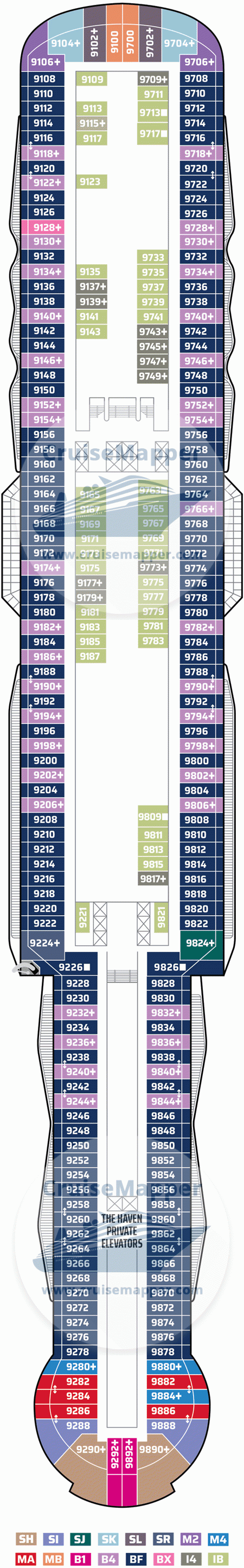 Norwegian Luna deck 9 plan | CruiseMapper