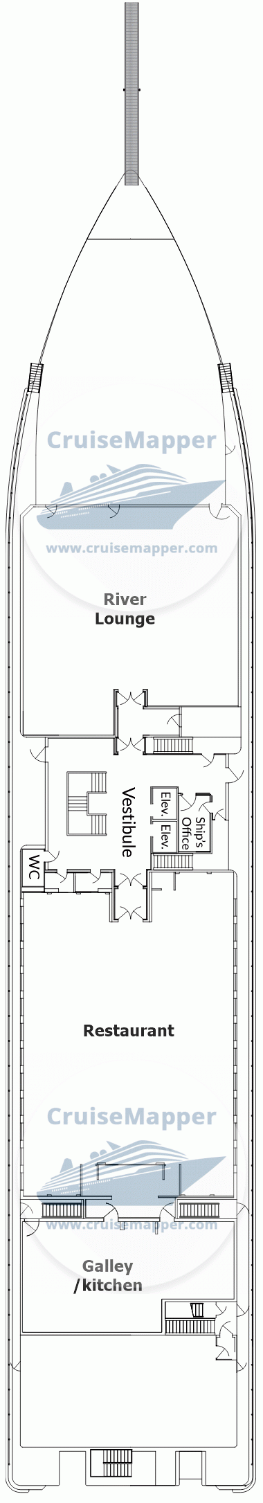 ACL American Encore Deck 01 - Lobby-River Lounge-Restaurant-Crew