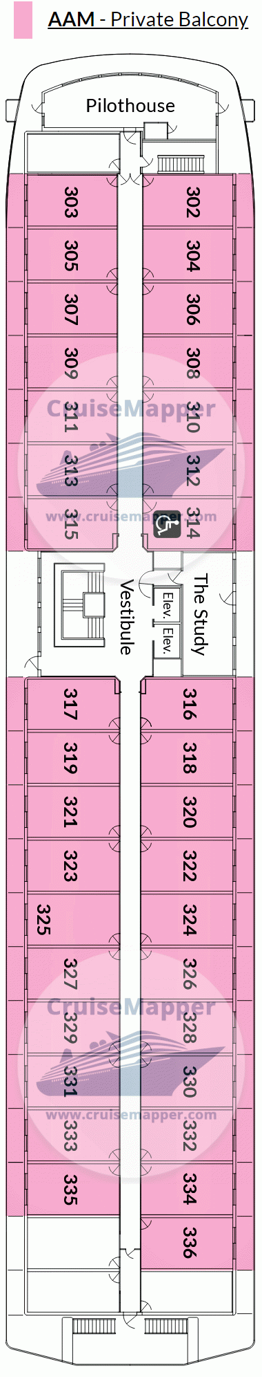 ACL American Encore Deck 03 - Cabins-Bridge