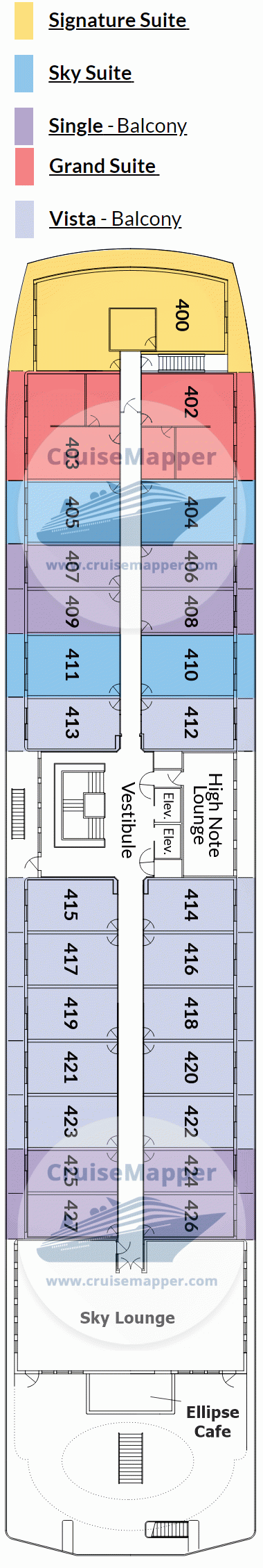 ACL American Encore Deck 04 - Suites-Sky Lounge-Lido