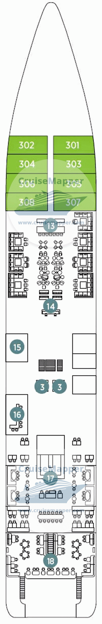 Emerald Kaia Deck 03 - Emerald-Cabins-Lobby-Lounge-Restaurant