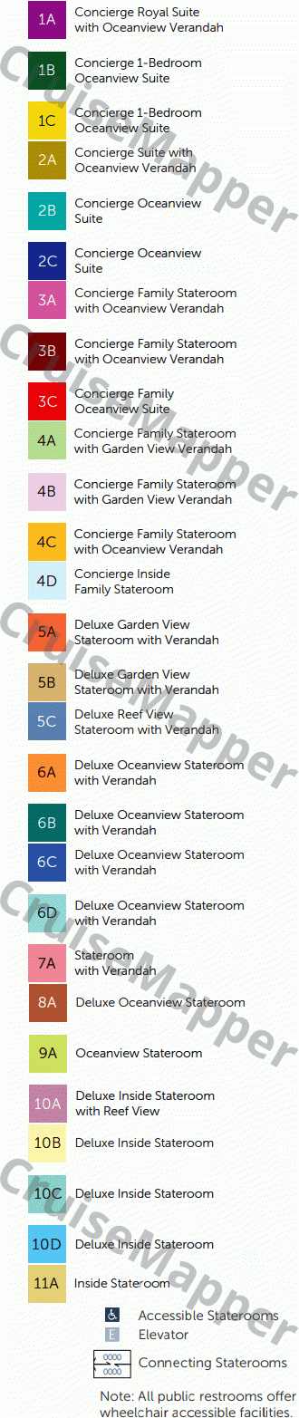 Disney Adventure deck 9 plan (Cabins) legend