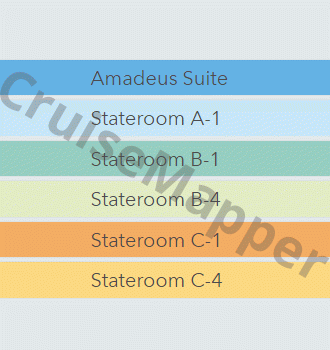 Amadeus Aurea deck 1 plan (Haydn-Cabins-Spa-Crew) legend