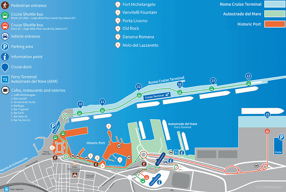 cruise port in rome map