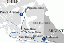 Australis Cruises Patagonia itinerary map